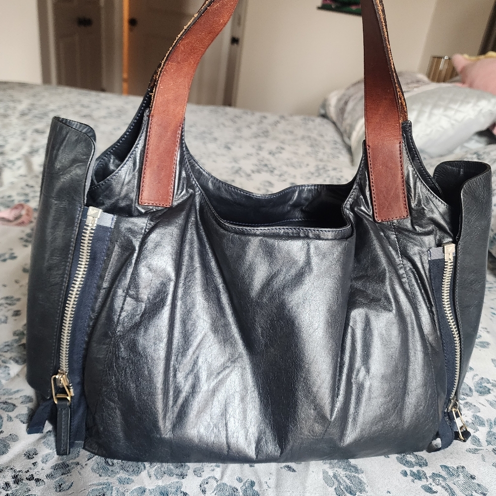 Authentic Celine Black Leather Tote Bag
